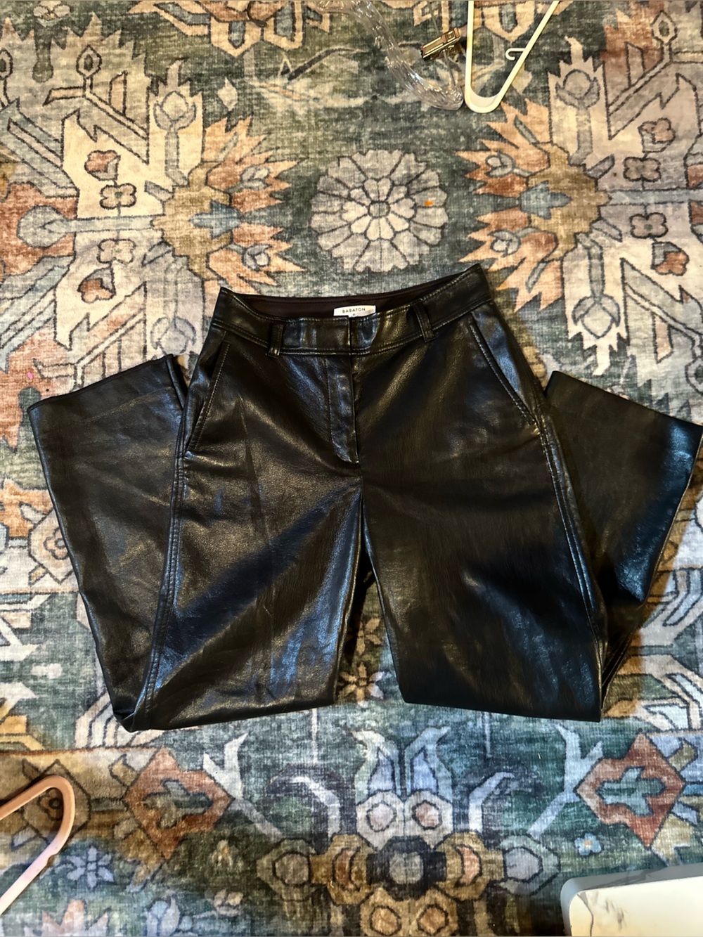 Babaton Black Faux Leather Skirt